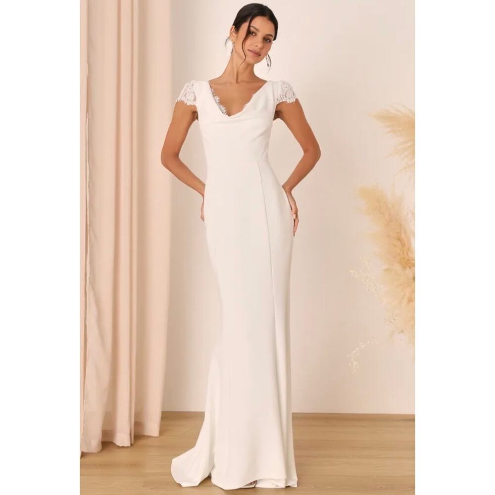 Lulu's White Lace Cap-Sleeve Mini Dress